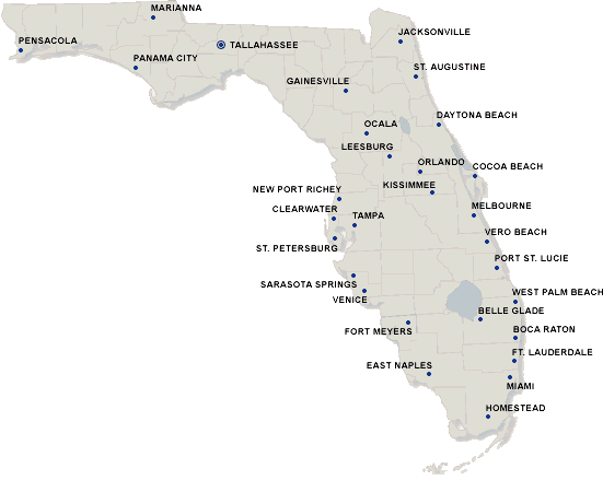 Counties In Florida. Click on a Florida county